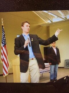 Charlie Kirk made his debute public appearance in JUne, 2011 at a Huntley Tea Party meeting
